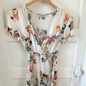 Dress Forum wrap sundress with peaches and flowers